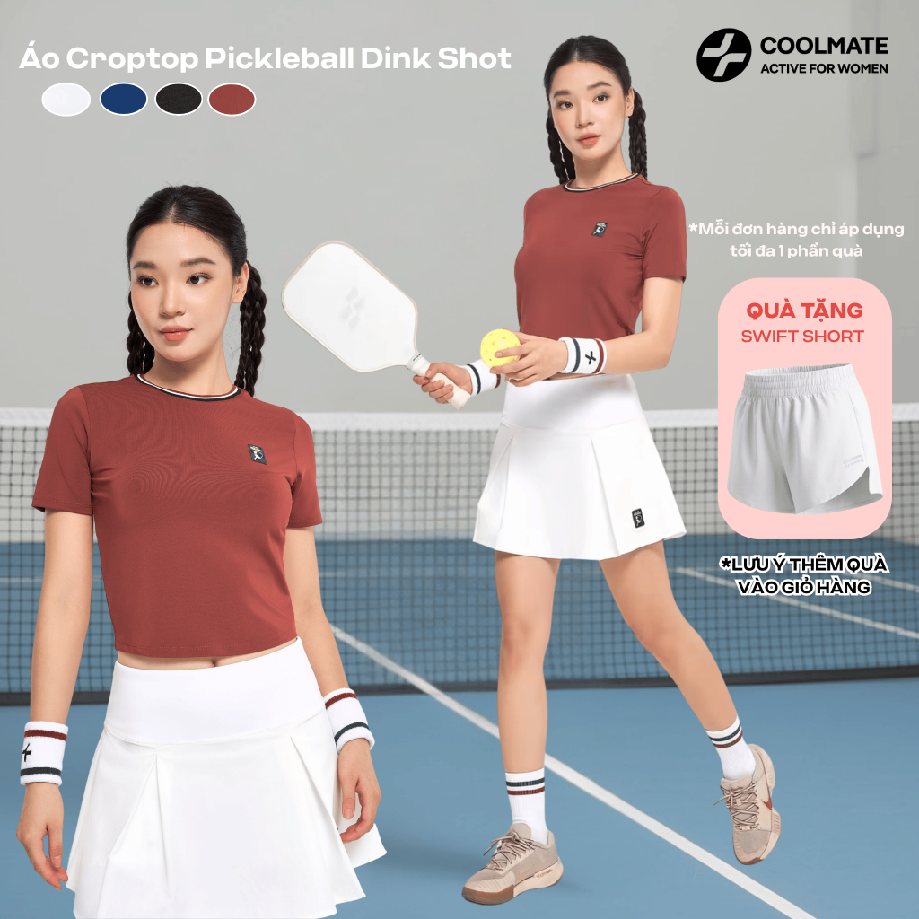 [MUA 1 TẶNG 1] Áo Croptop nữ Pickleball Dink Shot thoáng khí, co giãn 4 chiều- Coolmate Active For Women
