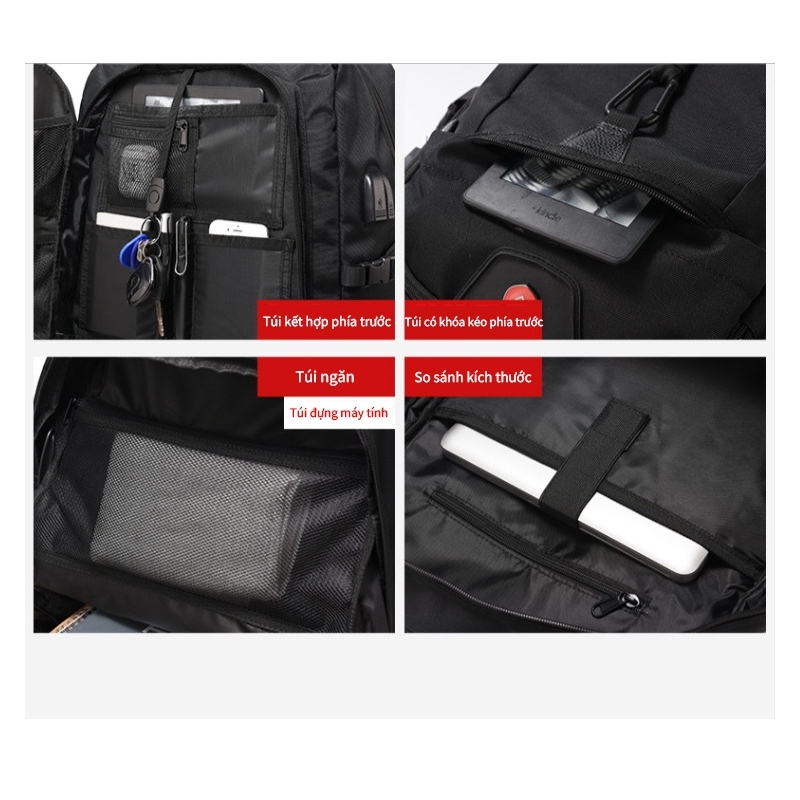 COD 50-80L Balo du lịch nam có thể mở balo to đựng quần áo đựng laptop 17 inch chống thấm nước