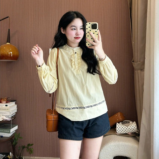 Áo Sơ Mi Trắng Nữ Cổ Bèo Tiểu Thư Cách Điệu Thanh Lịch Dễ Thương Mặc Đi Làm Đi Chơi Form Đẹp  247Store H069