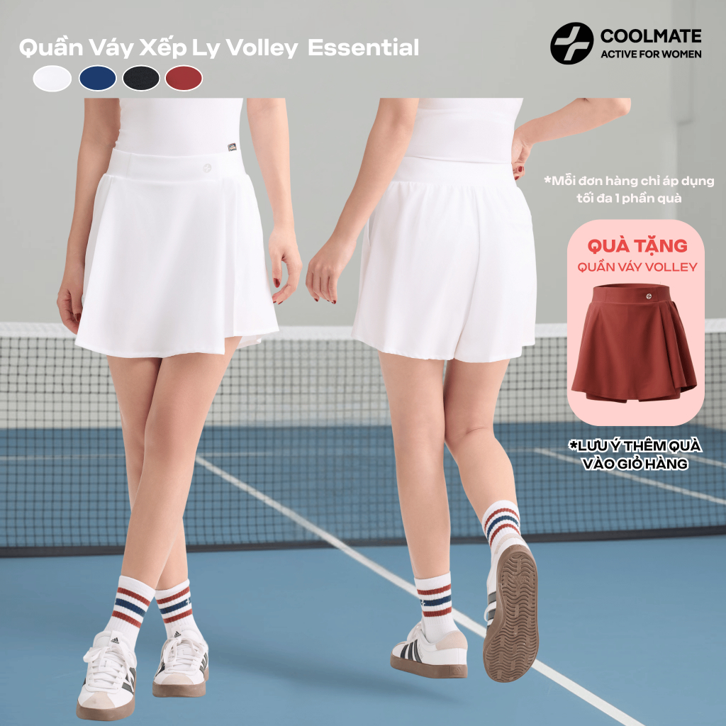 [MUA 1 TẶNG 1] Quần Váy xếp ly thể thao Pickleball Nữ Volley Essentials mềm mại co giãn - Coolmate Women