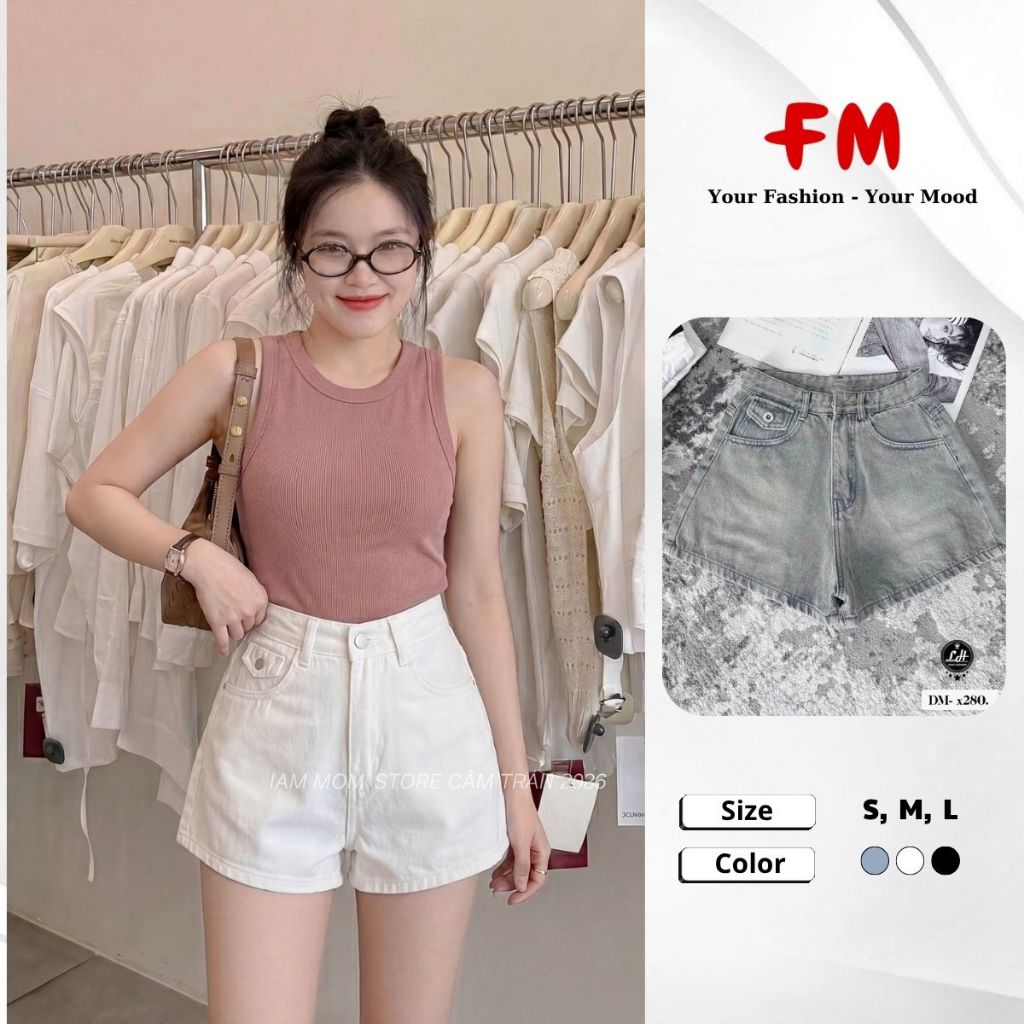 Quần Short Jean Nữ FMSTYLE Dáng Ngắn Túi Nắp Cá Tính Mặc Hè Thoải Mái, Chuẩn Form 26040770