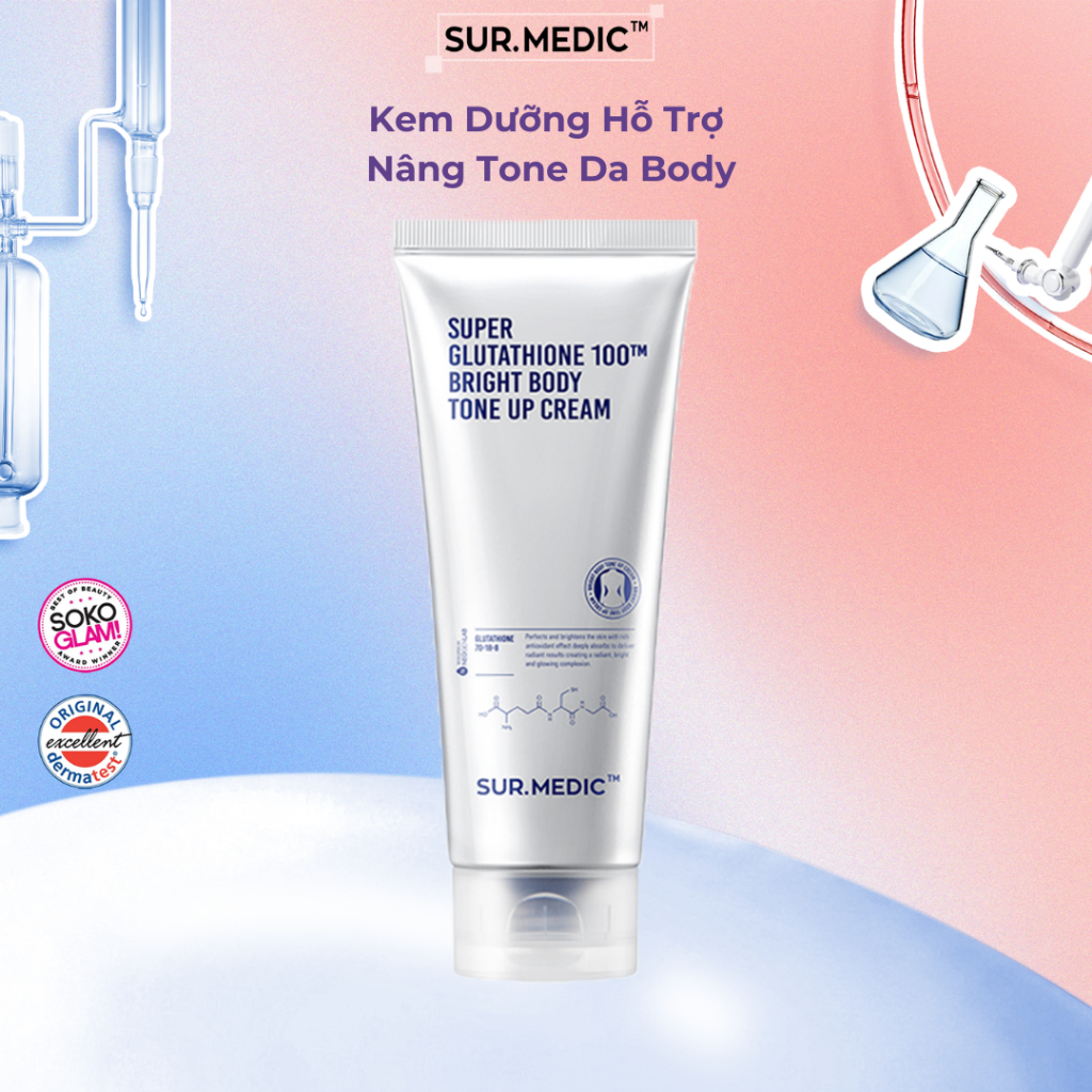 Kem Dng Trng Nng Tone Da Ton Thn SUR.MEDIC+ Super Glutathione 100TM  Bright Body Tone Up Cream 150ml | Shopee Vit Nam