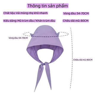 Mũ Chống Nắng Tai Mèo Dễ Thương - Siêu Nhẹ, Khô Nhanh, Có Dây Buộc