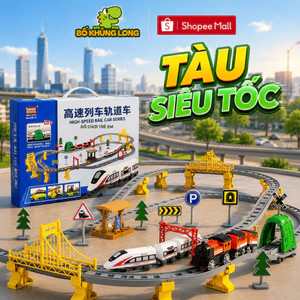 Đồ Chơi Xe Lửa Tàu Hỏa BỐ KHỦNG LONG Đồ Chơi Lắp Ráp Đường Ray Mô Hình Tàu Hỏa Siêu Tốc Chạy Bằng Pin Qùa Sinh Nhật