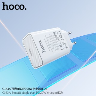 Cốc sạc Hoco C143A cổng TypeC PD 20W, chân tròn EU (Trắng)