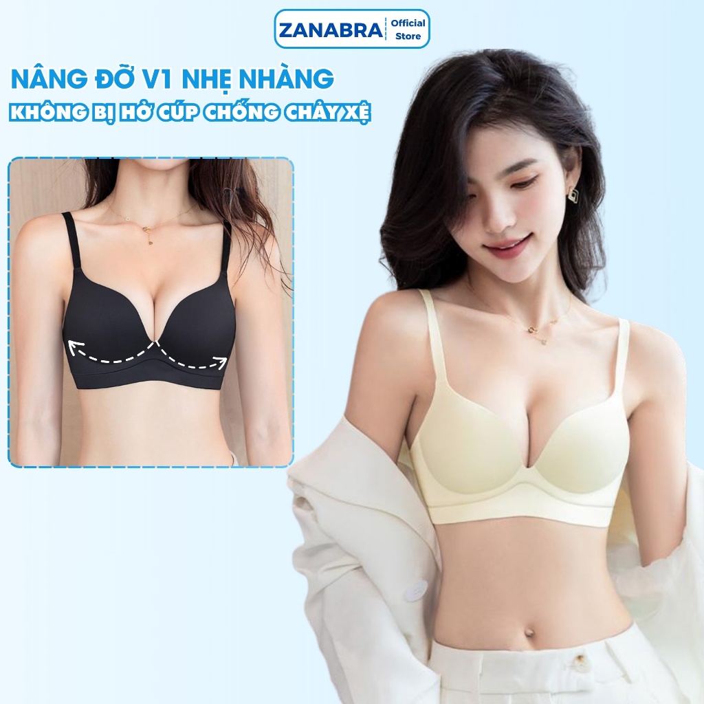 Áo Ngực Nữ Đúc Su Cup V Không Gọng Không Viền Chống Chảy Xệ, Áo Lót Nữ Mút Dày Cao Cấp ZANABRA A206