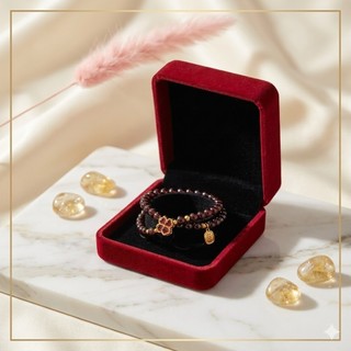 Vòng Tay Đá Garnet Đỏ Tự Nhiên Mix Charm Cỏ Bốn Lá Vòng Đeo Tay Nữ Chiêu Tài Tấn Lộc Đồ Trang Sức Phụ Kiện Thời Trang Ca