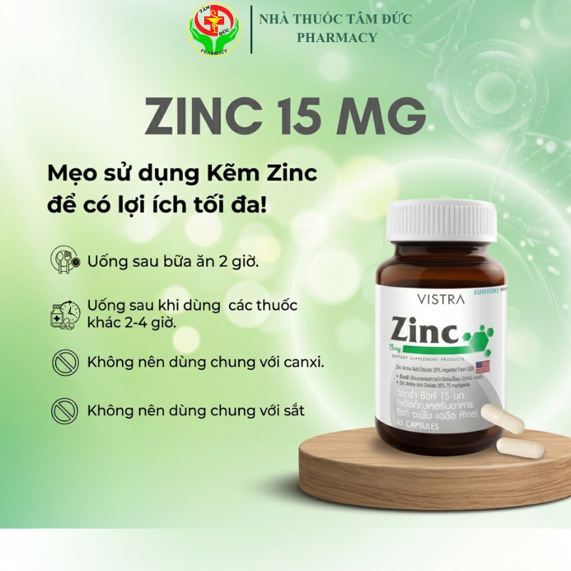 Kẽm Vistra Zinc 15mg Amino Acid Chelate - Hỗ Trợ Tiêu Hóa, Nhanh Lành Tổn Thương & Tăng Cường Hệ Miễn Dịch