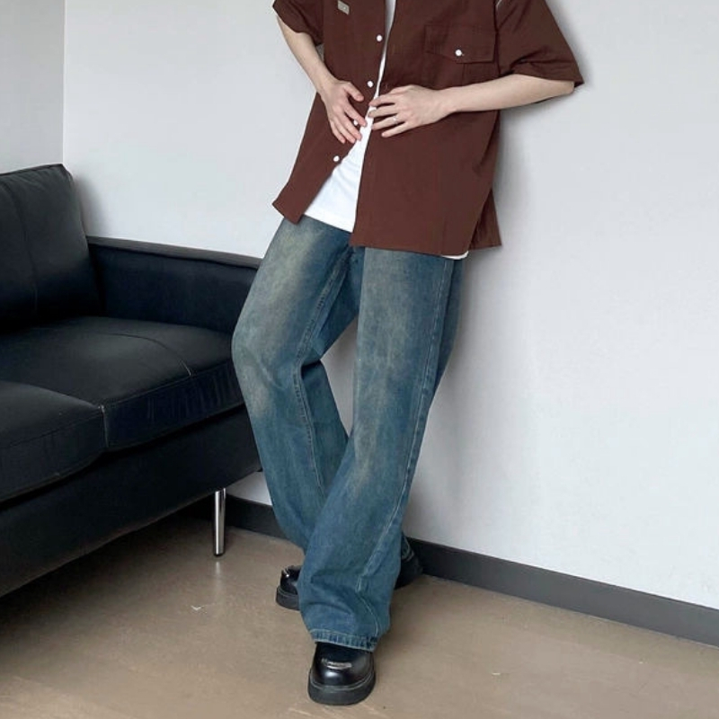 Yêu thích Quần Jean Nam Ống Rộng Baggy Wash Retro Quần Dài Suông Thẳng Thư Giãn Phong Cách Mỹ Cổ Điển 3 Màu