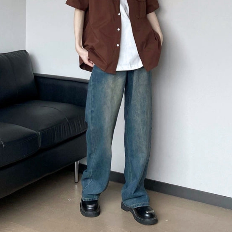 Yêu thích Quần Jean Nam Ống Rộng Baggy Wash Retro Quần Dài Suông Thẳng Thư Giãn Phong Cách Mỹ Cổ Điển 3 Màu
