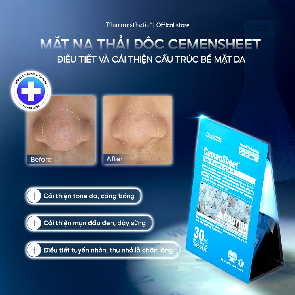 Mặt nạ thải độc CONAPIDIL CEMENSHEET 5 miếng 30ml Pharmesthetic