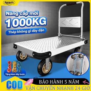 Xe Đẩy Hàng Xe Kéo Hàng Thép Bánh xe chống ồn Tải Trọng 1000kg Gấp Gọn Tiện Lợi 4 bánh xe