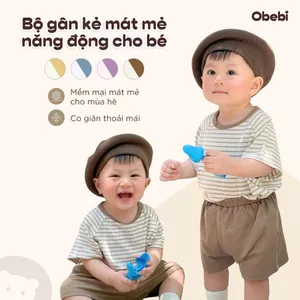Bộ Cộc Trẻ Em Mùa Hè Áo Kẻ Ngang Tay Rơi Cho Bé Tra Bé Gái Obebi 6-22KG BC385