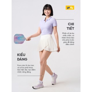 [COOLER & CLOSER] Áo polo nữ dáng slimfit YODY có khóa kéo logo ép in decan cao cấp WCPO26A020