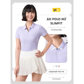[COOLER & CLOSER] Áo polo nữ dáng slimfit YODY có khóa kéo logo ép in decan cao cấp WCPO26A020