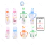 Combo 3 Bình Sữa Mirai/ MediKIds, Bình Sữa Duy Tân Nhựa PP Không BPA 140/250ml Hinh Động Vật