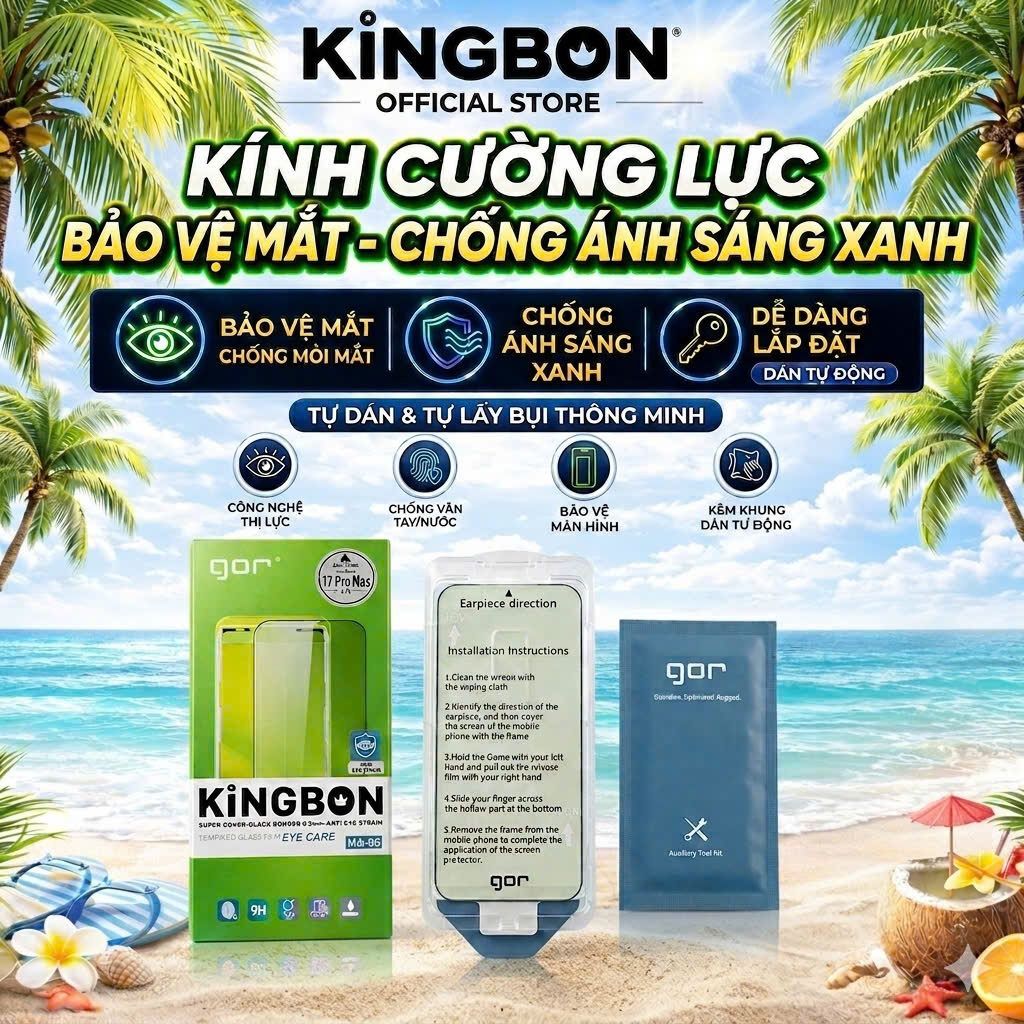 Kính Cường Lực iPhone Bảo Vệ Chống Mỏi Mắt - CHống Ánh Sáng Xanh cho 13 đến 17 Pro Max KiNGBON MA-85