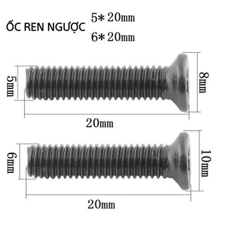 Combo 5/10 Ốc Ren Ngược M5 M6 Sử Dụng Cho Măng Ranh Đầu Kẹp 10mm/13mm
