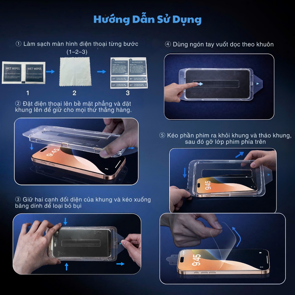 Kính Cường Lực iPhone Bảo Vệ Chống Mỏi Mắt - CHống Ánh Sáng Xanh cho 13 đến 17 Pro Max KiNGBON MA-85