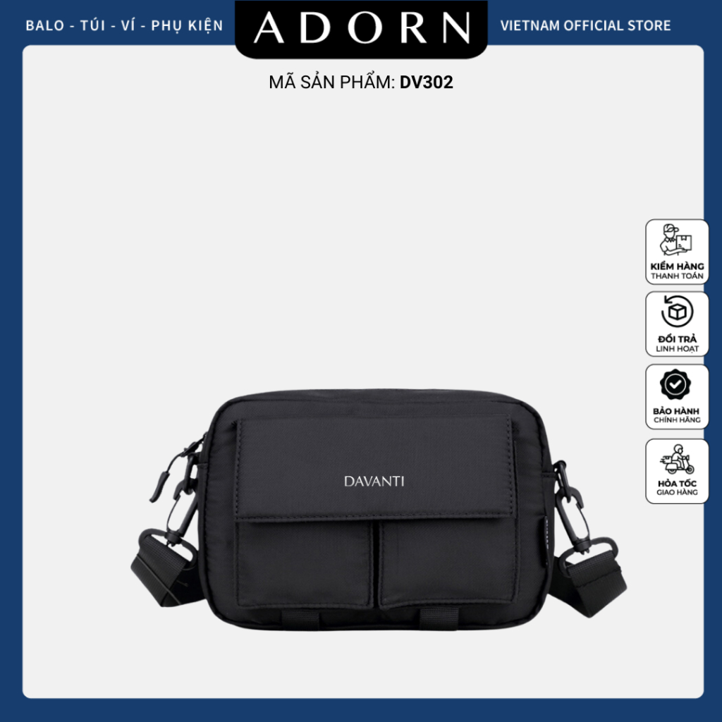 Túi Đeo Chéo Mini Canvas Chống Thấm Nước DV302 - Túi Đeo Chéo Nam Nữ Thời Trang Gọn Nhẹ