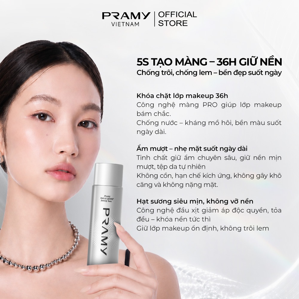 PRAMY Xịt Khoá Nền Makeup Artist Khóa Chặt Lớp Trang Điểm Bền Bỉ Kiềm Dầu Lâu Trôi Dưỡng Ẩm Setting Spray 100ml