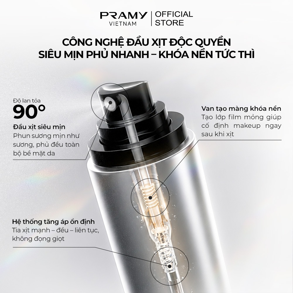 PRAMY Xịt Khoá Nền Makeup Artist Khóa Chặt Lớp Trang Điểm Bền Bỉ Kiềm Dầu Lâu Trôi Dưỡng Ẩm Setting Spray 100ml