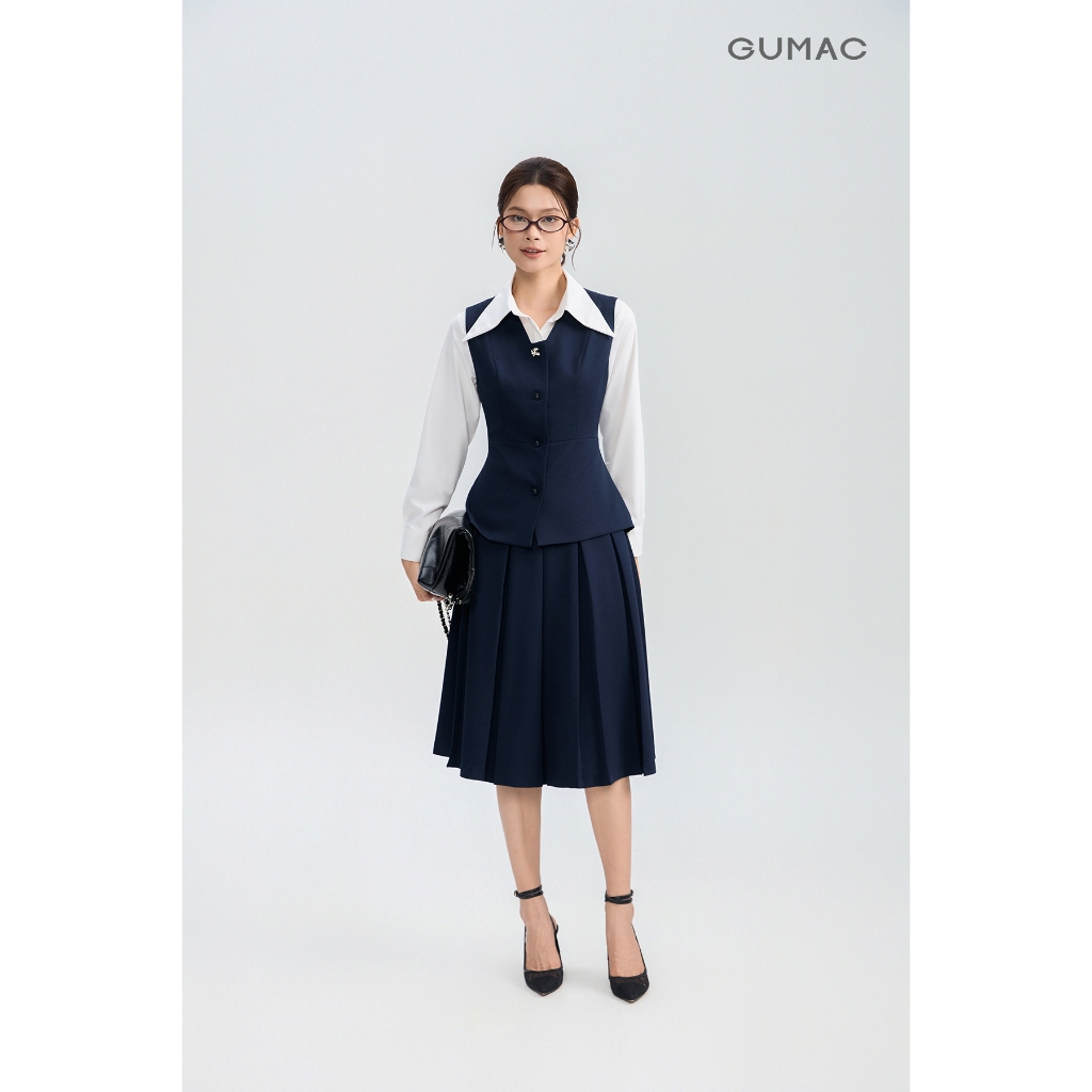 Set lẻ Áo gile GUMAC gài nút  AG05004 - Chân váy GUMAC form A xòe VG05006 - Quần tây GUMAC ống loe QG05005