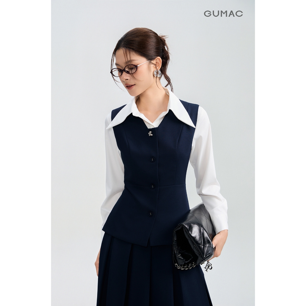 Set lẻ Áo gile GUMAC gài nút  AG05004 - Chân váy GUMAC form A xòe VG05006 - Quần tây GUMAC ống loe QG05005