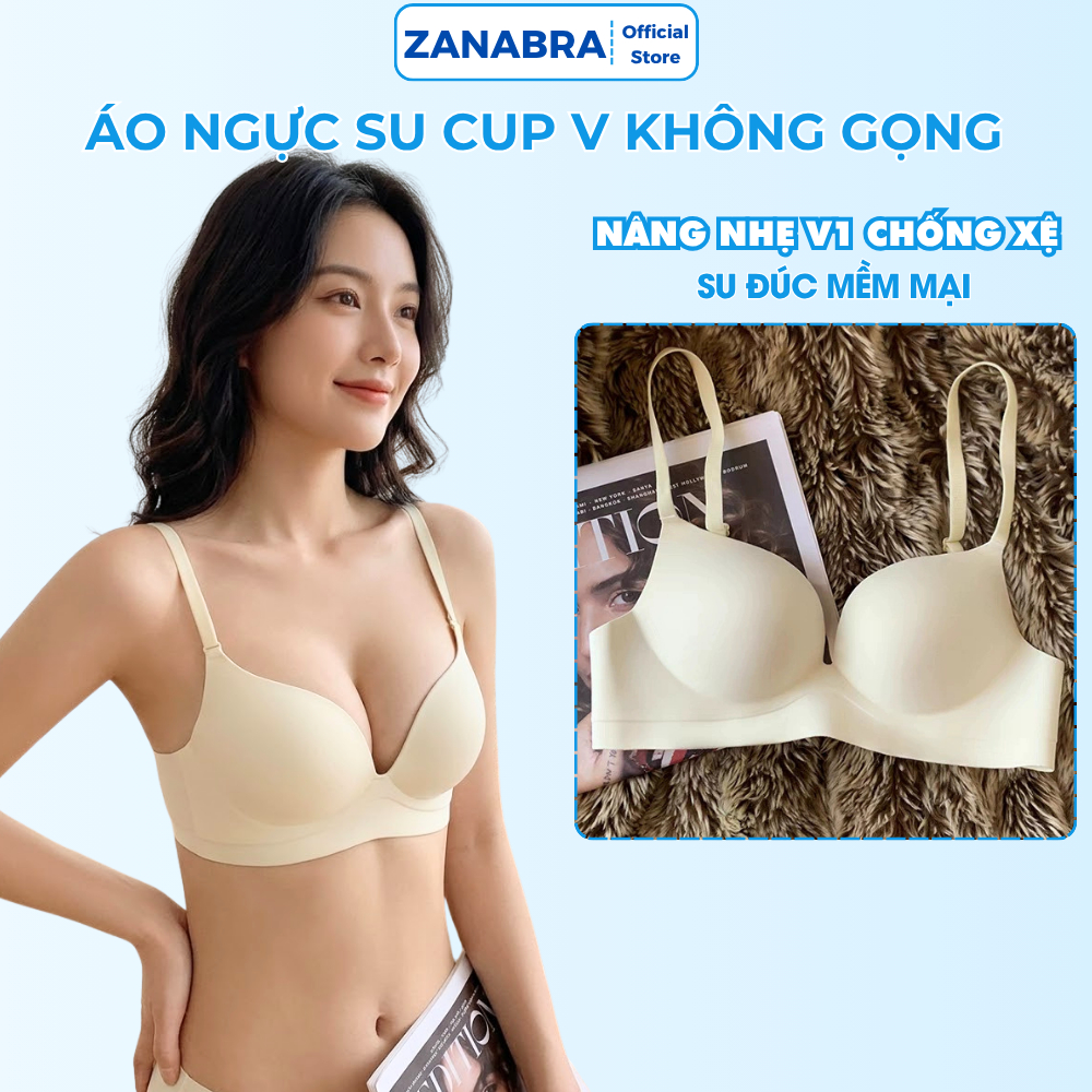 [ MẪU MỚI ] Áo Ngực Áo Lót Nữ Chất Su Không Gọng Cup V Mềm Mại Thoáng Khí Không Lộ Viền ZANABRA A206