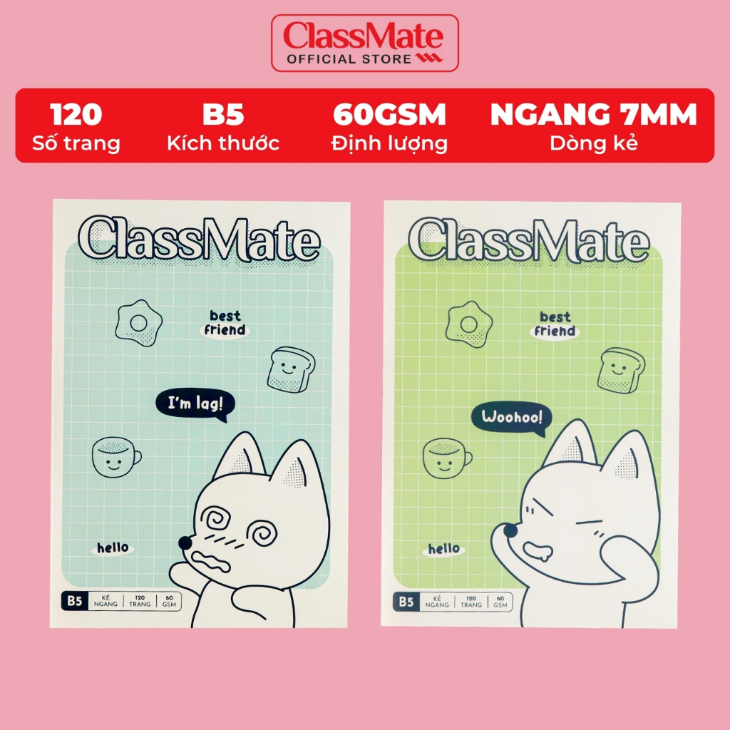 Vở Kẻ Ngang 120 Trang Classmate Vở Viết B5, 60gsm Tập Sinh Viên Bìa Tiếu Cáo Chống Nước Ghi Chép, Viết Bài NB5-12-0339