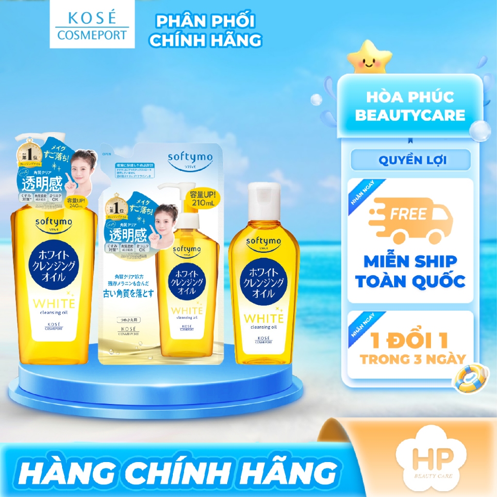 Dầu Tẩy Trang Giúp Dưỡng Sáng Da Kosé Softymo White Cleansing Oil (3 Loại Dung Tích)