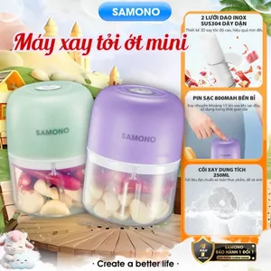 Máy xay tỏi ớt cầm tay Samono SW-L4 250ml 30w không dây, dung lượng pin sạc 800 mAh, cổng type C