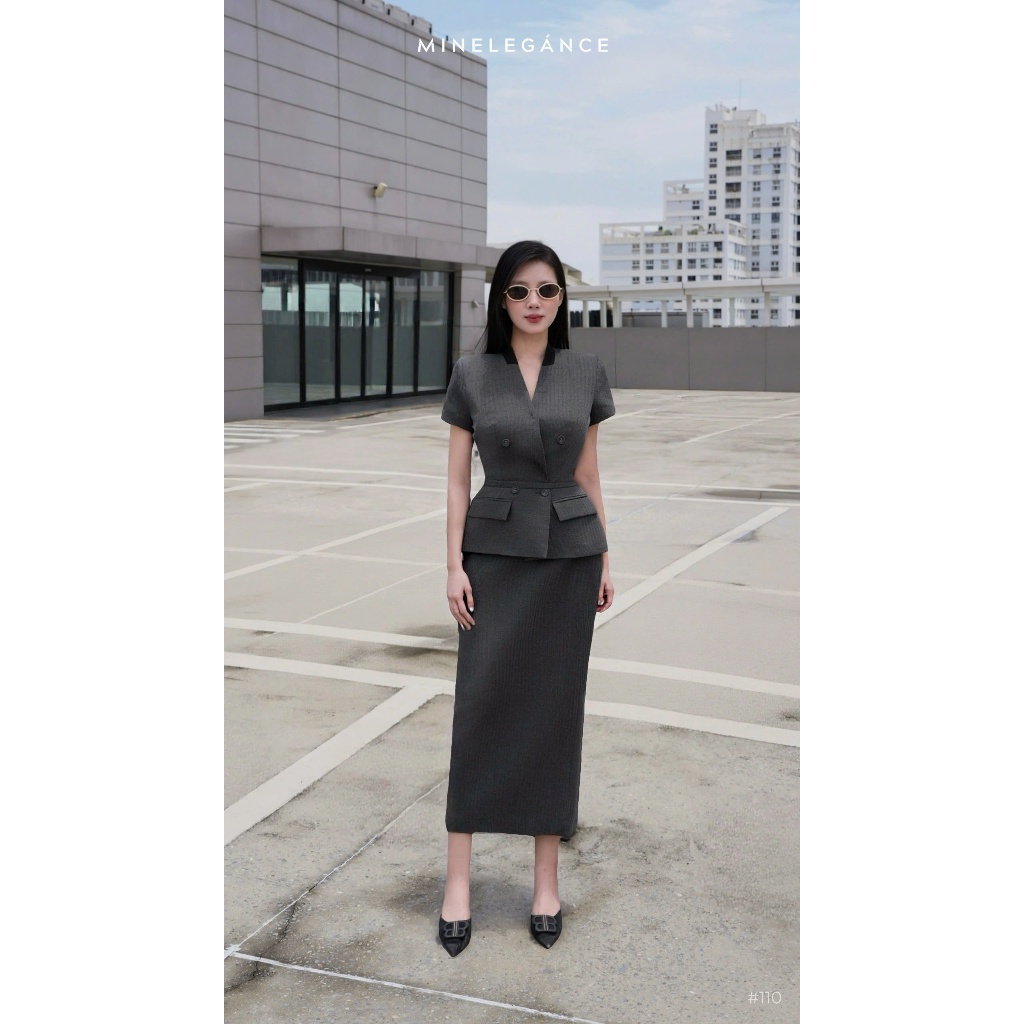MINELEGÁNCE | SET VEST & CHÂN VÁY BÚT CHÌ THANH LỊCH, SANG TRỌNG - MIN110