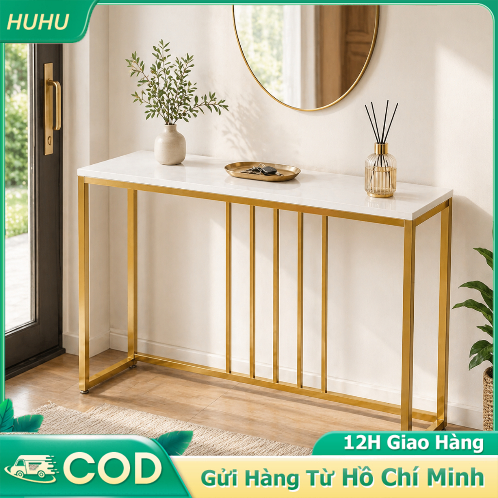 HUHU Bàn Console Bàn Trang Trí Lối Vào Khung Kim Loại Vàng Phong Cách Hiện Đại Cho Hành Lang | BigBuy360 - bigbuy360.vn