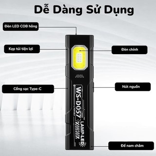 Đèn LED COB Mini Siêu Sáng Sạc USB | Đèn Pin Kẹp Nón Nam Châm Đi Phượt Camping Sửa Chữa Đa Năng