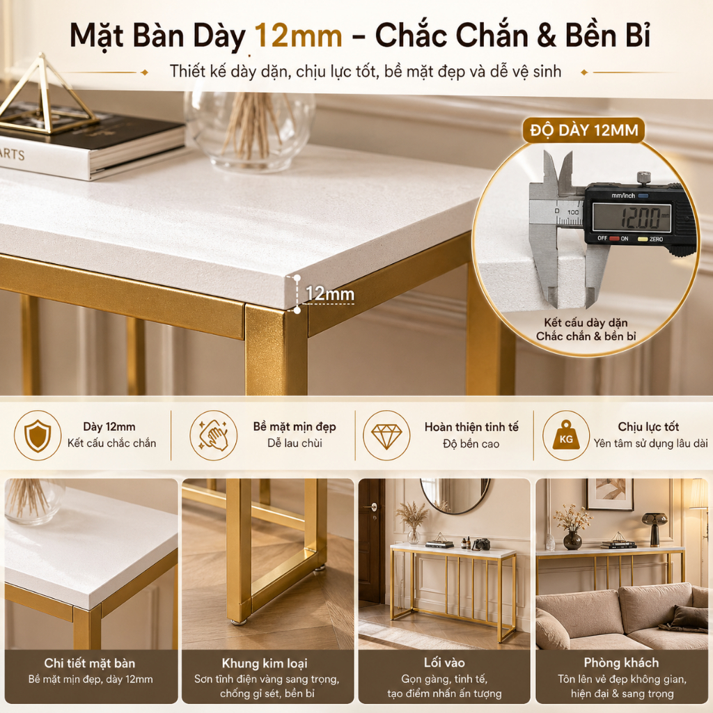 HUHU Bàn Console Bàn Trang Trí Lối Vào Khung Kim Loại Vàng Phong Cách Hiện Đại Cho Hành Lang | BigBuy360 - bigbuy360.vn