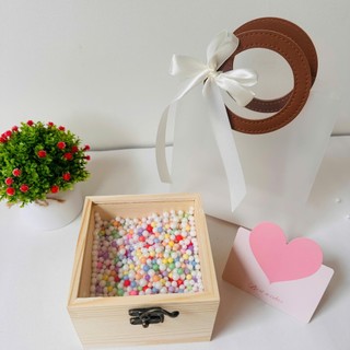 (Tặng ruy băng, thiệp) Hộp gỗ sang trọng đựng quà tặng kt 12*12*8cm, tặng kèm thiệp và ruy băng