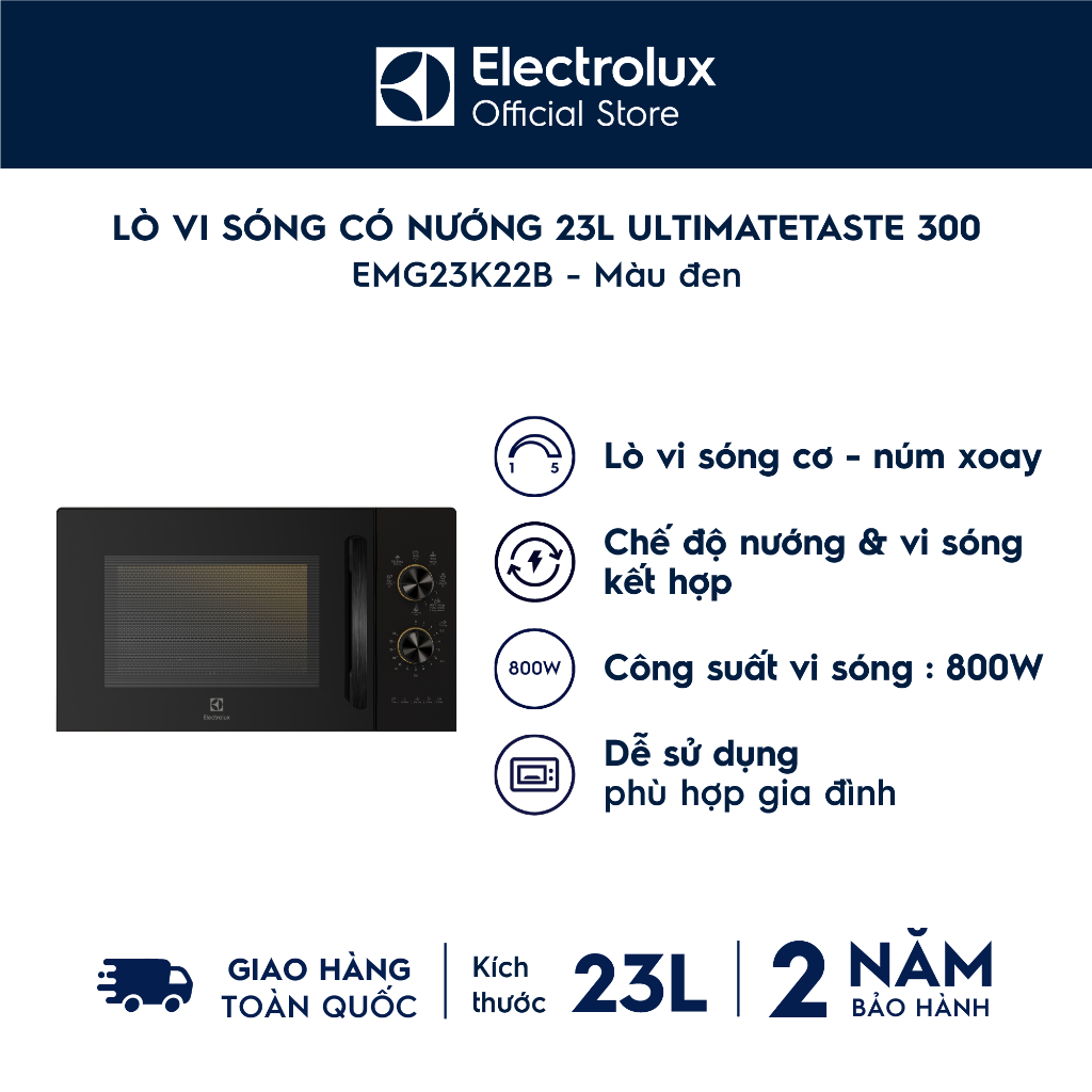 Lò vi sóng để bàn tích hợp nướng đối lưu Electrolux 23L UltimateTaste 300-EMG23K22B