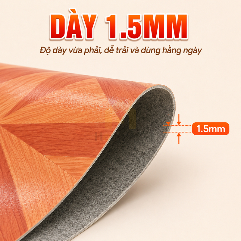 Thảm trải sàn PVC vân xương cá nâu đỏ, sàn nhựa giả gỗ simili lót sàn nhà khổ 2m dày 1.5mm chống nước dễ lau chùi dễ cắt