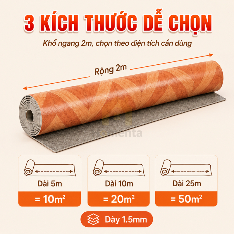 Thảm trải sàn PVC vân xương cá nâu đỏ, sàn nhựa giả gỗ simili lót sàn nhà khổ 2m dày 1.5mm chống nước dễ lau chùi dễ cắt