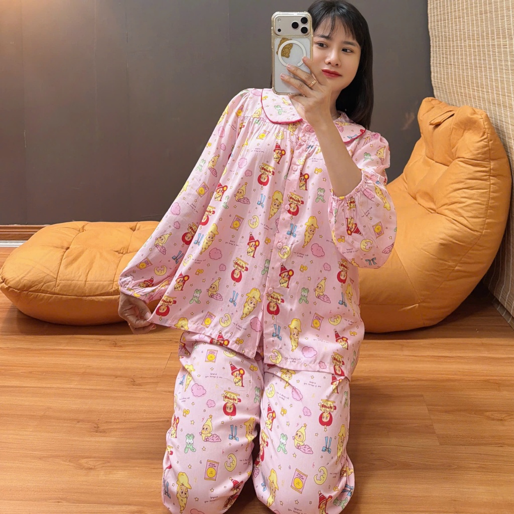 Bộ tole lanh tay bồng, cổ sen phối viền, PHOM RỘNG, hàng F21 may kỹ 43-90kg - Nocnhamacdobo