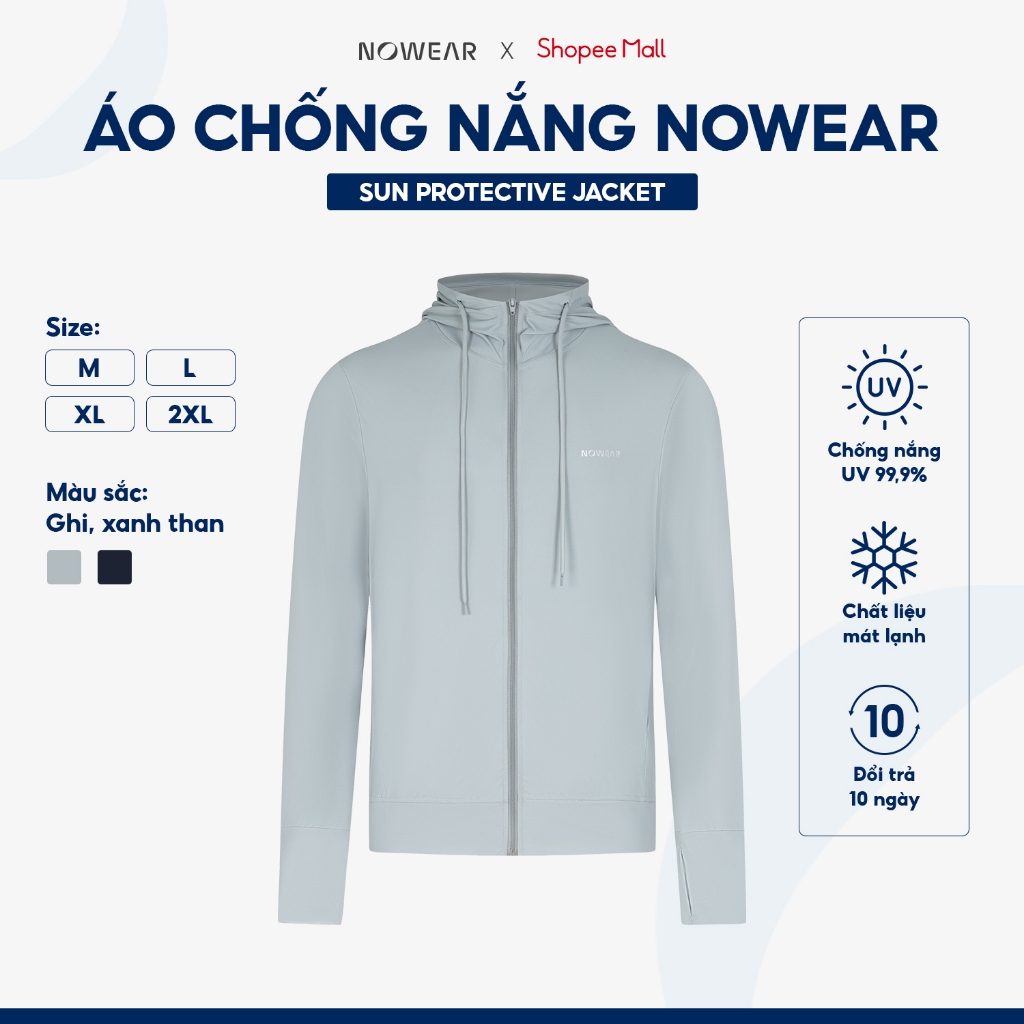 Áo Khoác Chống Nắng Nam NOWEAR Premium Mát Lạnh, Chống UV UPF 50+, Co Giãn Thoáng Khí, Form Gọn Đẹp