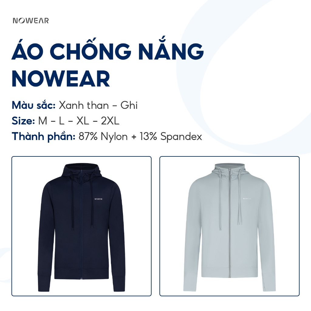 Áo Khoác Chống Nắng Nam NOWEAR Premium Mát Lạnh, Chống UV UPF 50+, Co Giãn Thoáng Khí, Form Gọn Đẹp