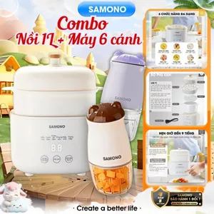Combo nồi nấu chậm Samono SW-SC10 và máy xay mini ăn dặm cho bé SW-MC200/MC200S