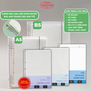 Sổ Còng A5 B5 CLASSMATE 8 Còng Kim Loại Chắc Chắn Thay Giấy Refill 100gsm Tráng Keo Đủ Loại Dòng Kẻ BC-01