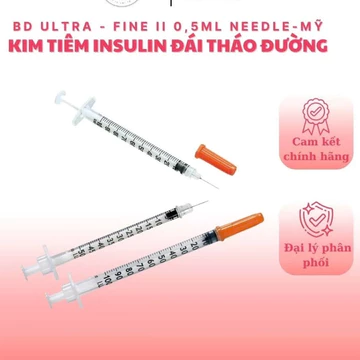Bơm Tiêm Insulin BD Ultra, Bơm Tiểu Đường – Kim Siêu Mảnh, Hãng BD của Mỹ – Combo Gói 10 Cây Dùng 1 Lần