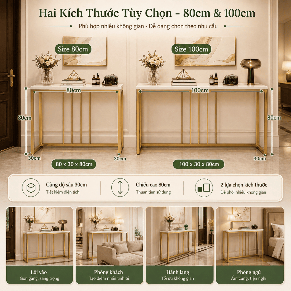 HUHU Bàn Console Bàn Trang Trí Lối Vào Khung Kim Loại Vàng Phong Cách Hiện Đại Cho Hành Lang | BigBuy360 - bigbuy360.vn