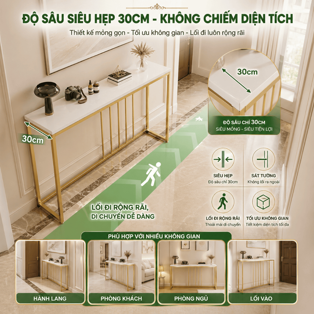 HUHU Bàn Console Bàn Trang Trí Lối Vào Khung Kim Loại Vàng Phong Cách Hiện Đại Cho Hành Lang | BigBuy360 - bigbuy360.vn