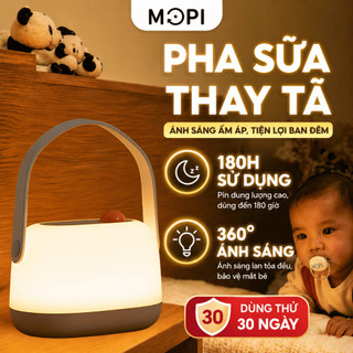 Đèn Pha Sữa Cho Bé Mopi, Đèn Ngủ Decor Cho Bé Sơ Sinh Ánh Sáng Vàng Dịu, Không Ánh Sáng Xanh, Thay Tã Ti Đêm, Để Bàn
