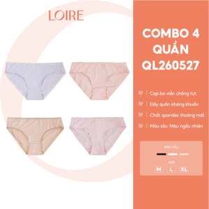 Combo 4 Quần Lót Nữ Cotton Co Giãn QL260527 LOIRECHIC, Đáy Kháng Khuẩn Cạp Cố Định Ôm Sát Body